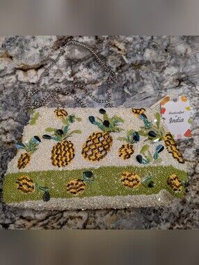 Viral Beaded Pineapple Purse, NWT Handcrafted In India